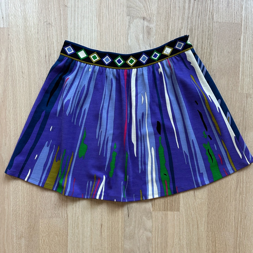 NWOT Emilio Pucci Blue and Purple Women's Wool Skirt